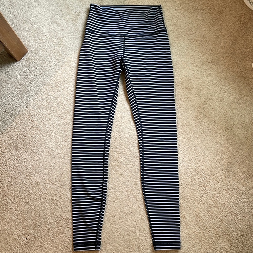 Lululemon black and white striped leggings